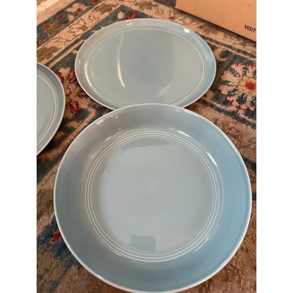 Crate & Barrel Aaron Probyn Stonewear Dinner Plate Hue Blue Set Of 4
